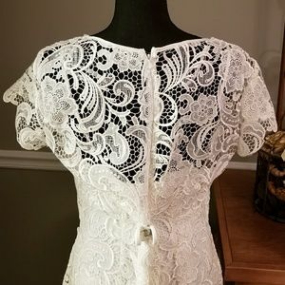 Intricately laced White Formal Dress - Picture 3 of 7